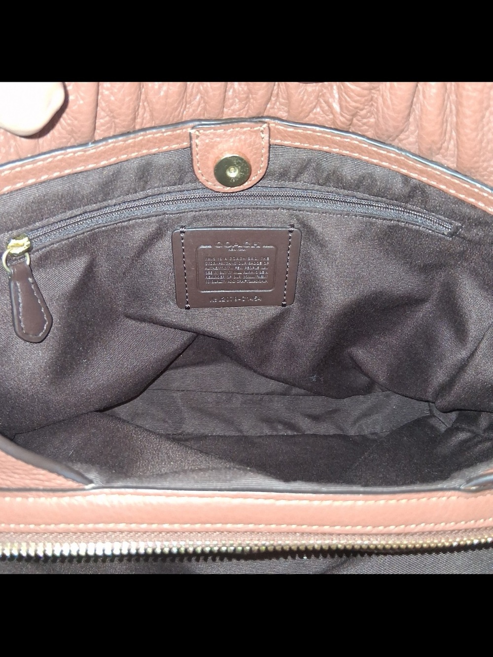 Coach Cognac Pebbled Leather Gathered Shoulder Bag - Picture 6 of 7